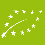 icona-Regolamento CE Produzione Biologica-stelle bianche in forma di una foglia su sfondo verde