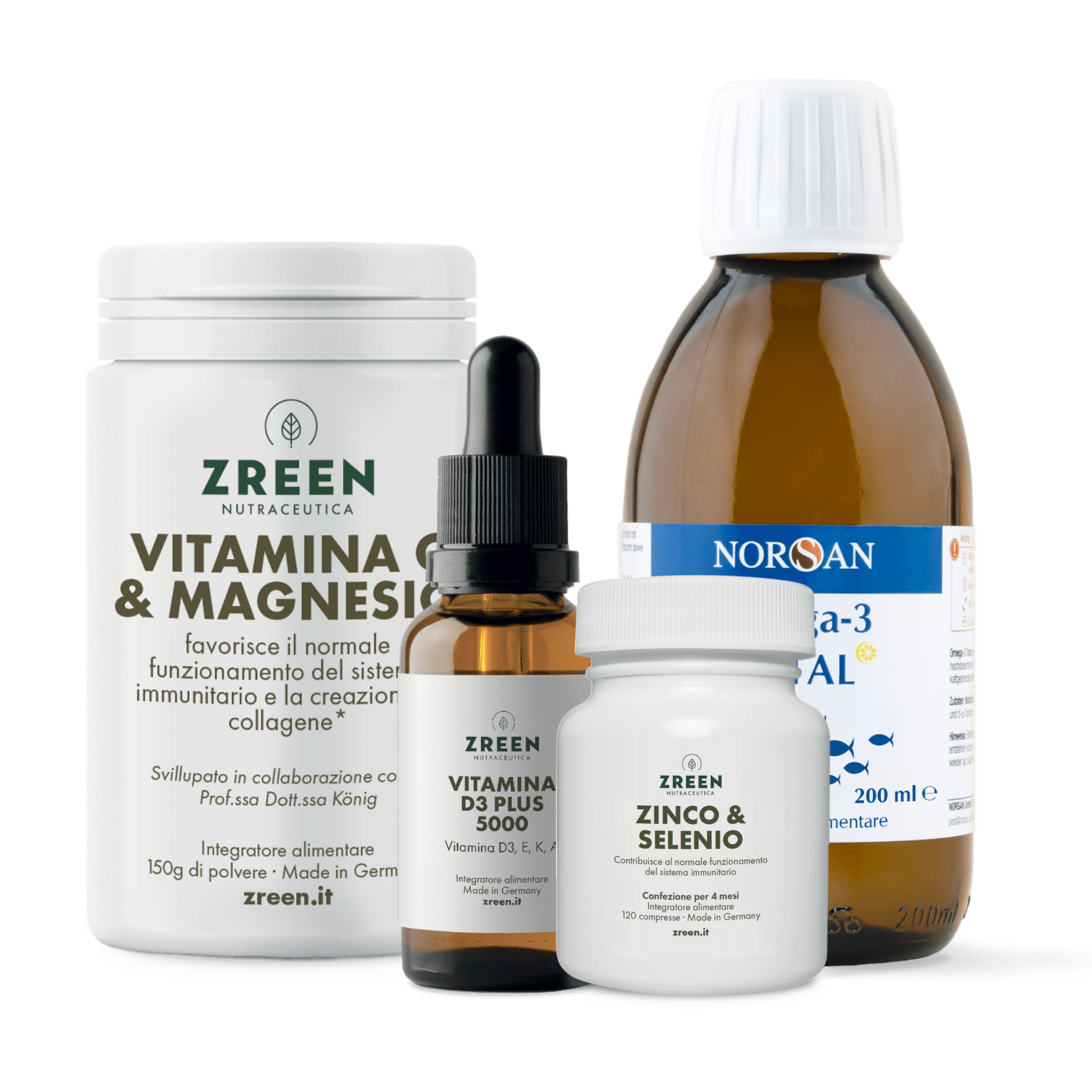 packshot26-norsan Box Immunitario Packshots di ZREEN Vitamina C e Magnesio, ZREEN Vitamina D3 Plus 5000, ZREEN Zinco & Selenio e NORSAN Omega-3 Total