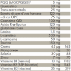 Tabella con valori nutrizionali ZREEN Mitocondrio Aktivator 44+14