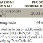 Tabella con valori nutrizionali ZREEN Magnesio Treonato