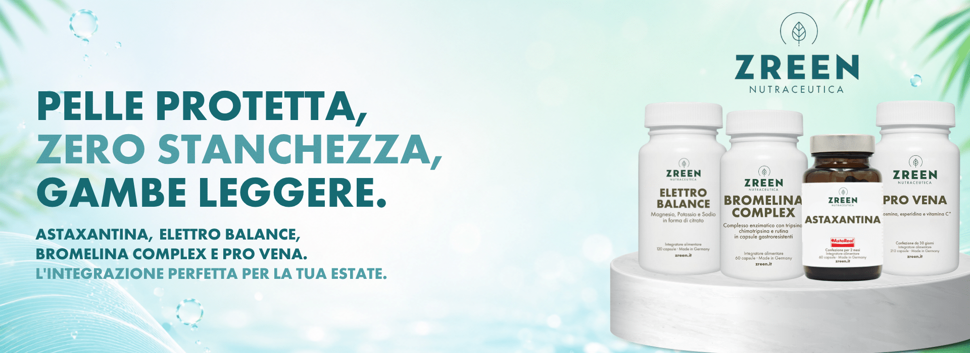 ZREEN Astaxantina, Elettro Balance, Bromelina Complex e Pro Vena
