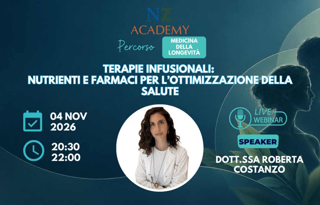 Locandina del webinar Terapie infusionali con la Dott.ssa Roberta Costanzo, 4 novembre 2026